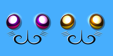 Pet cat faces with cute emotionsのイラスト素材