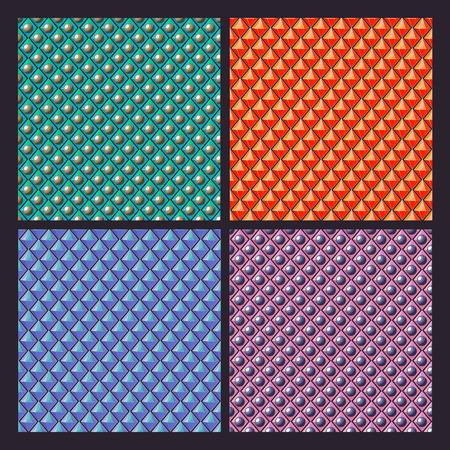 Vector set of different colorful textured for card and wallpaper; repeated pastel colors of rhombus crystals and glass buttonsのイラスト素材