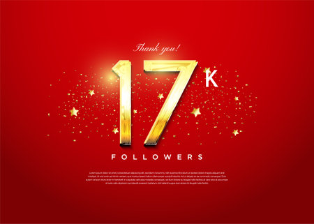 17k followers with beautiful and glowing celebratory numbers.のイラスト素材