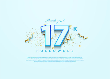 gold glitter ornament realistic threaded ribbon for 17k followers celebration.のイラスト素材