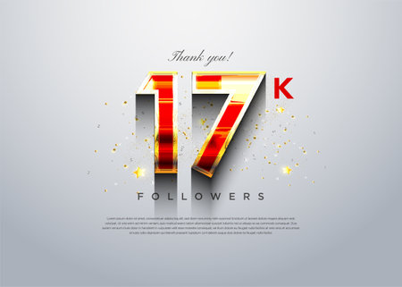 17k followers celebration with festive ornaments and shiny figures.のイラスト素材