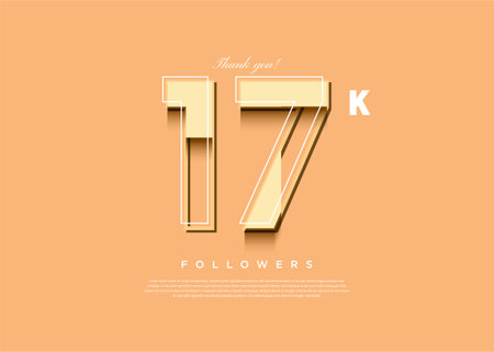 17k followers banner with simple coloring and unique numbers.のイラスト素材