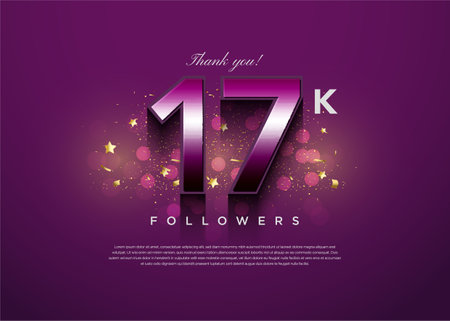 17k followers with clear and smooth number shading.のイラスト素材