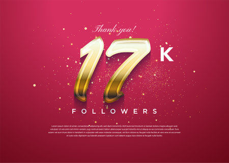 classic gold number for 17k followers celebration.のイラスト素材
