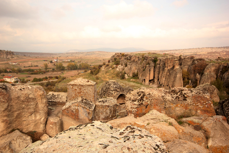 Rock tombs and churches, Kilistra Turkeyの写真素材