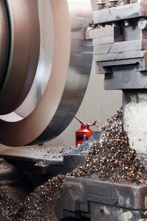 Twisted Metal shavings and latheの写真素材