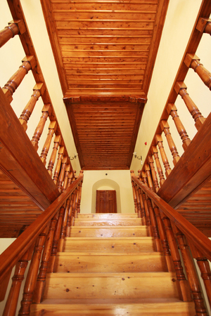 Wooden staircase background の写真素材