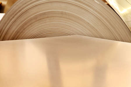 Large aluminium steel rolls in the factoryの写真素材