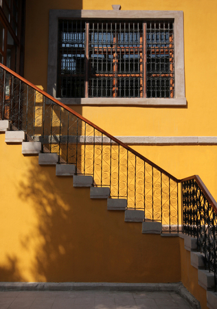 Forged Metal Fence on a Staircaseの写真素材