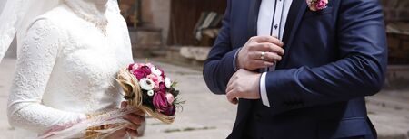 new happy couple bride and groomの写真素材