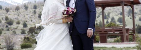 new happy couple bride and groomの写真素材