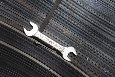 steel sheet and metal wrenchの写真素材