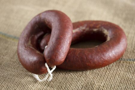Traditional Turkish food sausage. Dried and spicy.の写真素材