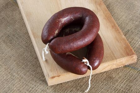 Traditional Turkish food sausage. Dried and spicy.の写真素材