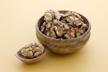 fresh and organic walnuts on plate