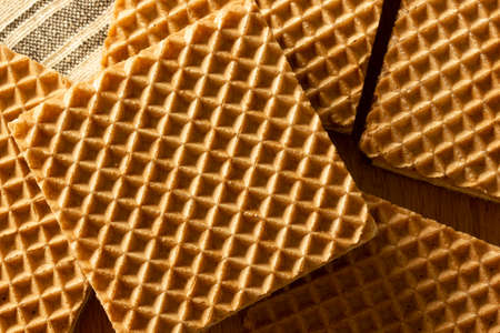 Crispy wafers with chocolate and hazelnut creamの写真素材