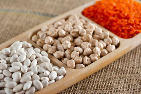 cereals, red lentils, chickpea and beans