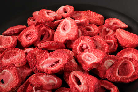 Dried Strawberry Slices Ready to Eat.の写真素材