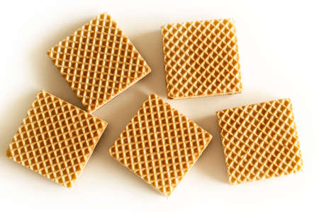 Crispy wafers with chocolate and hazelnut creamの写真素材