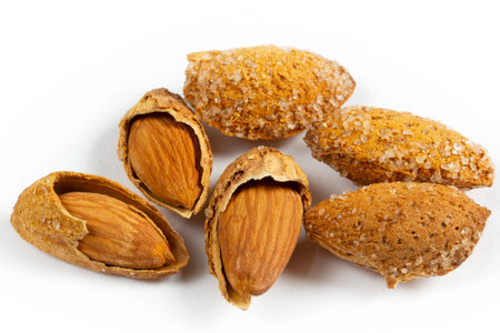 roasted, shelled and salted almondsの写真素材