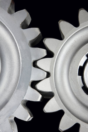stainless steel gear wheels close upの写真素材