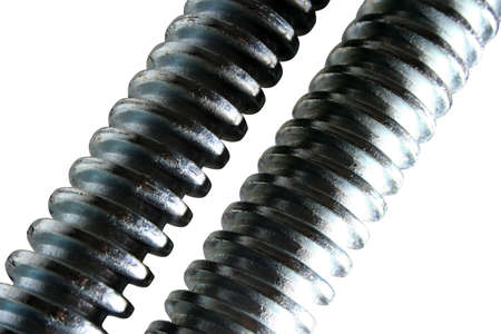 Newly manufactured large screws. Close up.