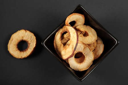 dried apple slices on plateの写真素材