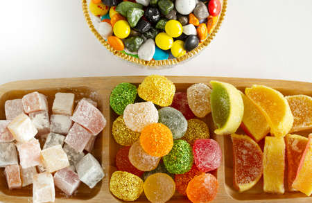 Various Turkish Delight. Chocolate candies.