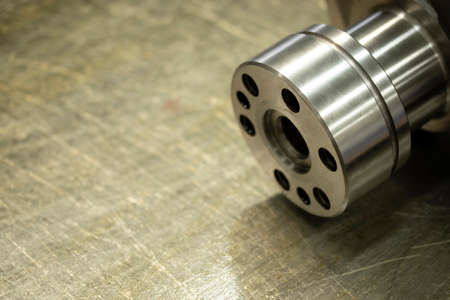Newly fabricated steel crankshaft. The main part of internal combustion engines.