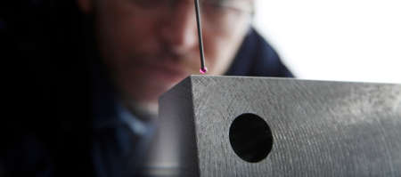 CMM measurement. Quality control measurement probe.