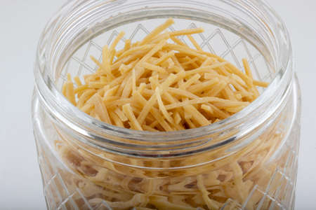 Homemade noodles in a jar. Traditional Turkish cuisine.の写真素材