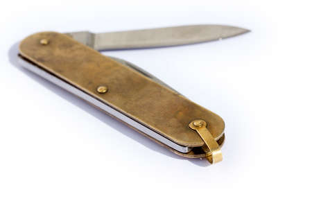 pocket knife on a white backgroundの写真素材