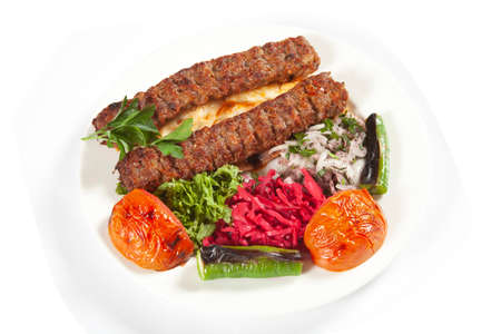 Traditional Turkish Adana Kebab and Saladの写真素材
