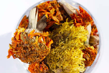 dried flowers in glass decorativeの写真素材