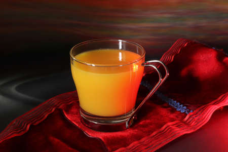 fresh orange juice in glass cupの写真素材