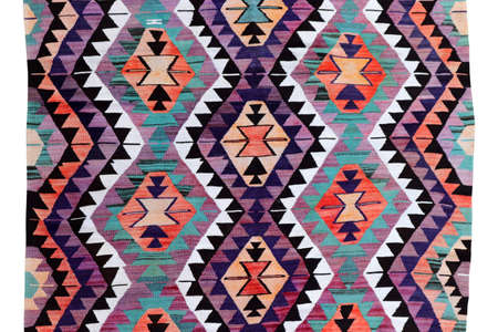 wool woven old antique Turkish rugの写真素材