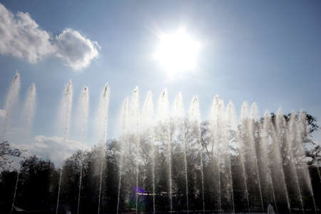 water jets in public parkの写真素材
