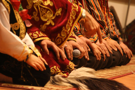 Men in folkloric clothes in Konya AkÅŸehir