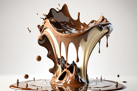 chocolate splash on white background. 3d rendering, 3d illustration.の素材