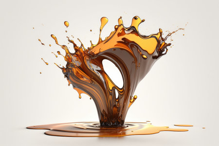 Splash of orange liquid on a white background. 3d renderingの素材