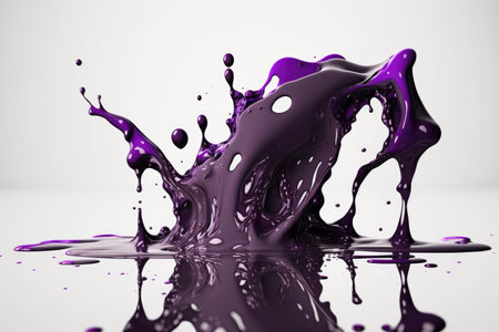 Purple paint splashing on a white background. 3d renderingの素材
