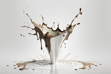 splash of chocolate isolated on white background. 3d rendering.の素材