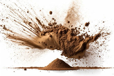 Cocoa powder isolated on white background. Close-up.の素材