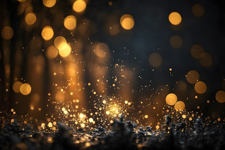 abstract background with bokeh defocused lights and snowflakesの素材