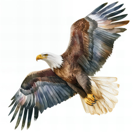 3D rendering of an american bald eagle isolated on white backgroundの素材