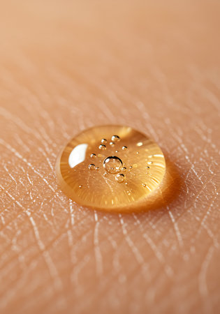 Water drop on skin. Macro shot with shallow depth of field.の素材