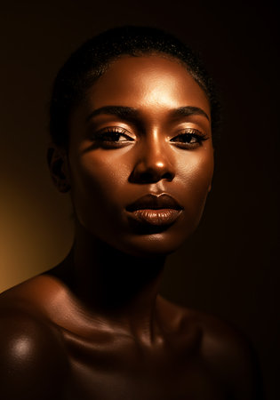 Beauty portrait of young african american woman with perfect skinの素材