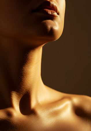 Close-up portrait of a beautiful female body. Beauty, fashion.の素材