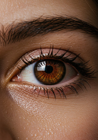 Close up shot of a beautiful woman's eye. Perfect skin.の素材