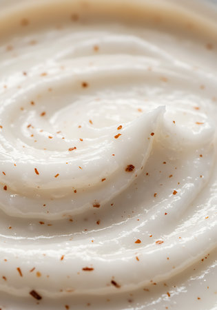 Creamy sour cream close-up macro photography. Food backgroundの素材